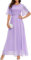 Bbonlinedress Abendkleider elegant für Hochzeit Spitzen Chiffon Ärmel Kleid festliches Brautjunferkleid Maxi Bridesmaid Dress Partykleid Abschlusskleid lang Ballkleid Lavender M