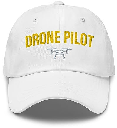 Pilot Drohne Adjustable Cap - Atmungsaktive Baseballmütze mit Visier für Drohnenpiloten, Drohnen-Fans und Flugzeugfotografie. Herren/Damen/Erwachsene, weiß, One size