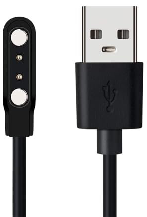 Cable USB Cargador para reloj inteligente, Accesorios Smartwatch Cable de Carga Magnético USB 2 Pines Cargador de Espaciado de pines 4mm