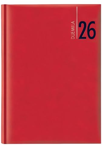 Tageskalender 2024, 15 x 21 cm, A5, Kunstleder, Rot, Büro, Restaurant, Friseur, linierte Seiten, Samstag und Sonntag auf zwei Seiten + gratis Stift und Lesezeichen