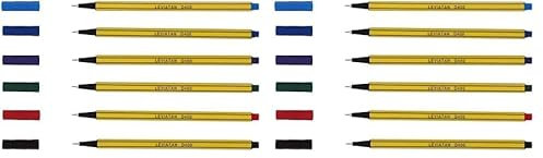 LEVIATAN D400 Fineliner Set 6 Mehrfarbig - Feinleiner Stift Bunt Für Den Täglichen Gebrauch Geeignet - Linienbreite Ca. 0.4 Mm Feinlinerfilzstifte (Packung mit 2)