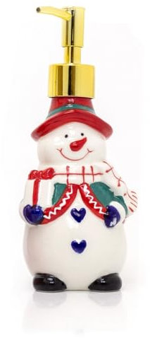 Christmas Character Soap Dispenser | Ceramic Hand Soap Dispenser Bathroom Soap Dispenser | Novelty Hand Wash Dispenser Kitchen Soap Dispenser - Snowman