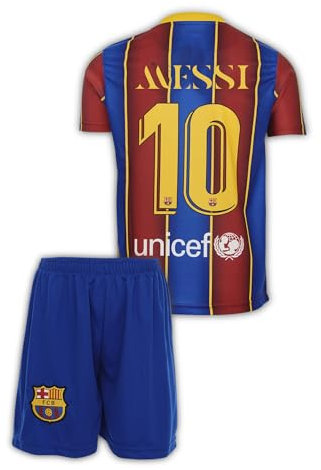IHIMI Ronaldinho Barcelona - #10 - Maillot nostalgie pour enfant - Avec short - Édition limitée - 4-13 ans, Messi 2020, 164