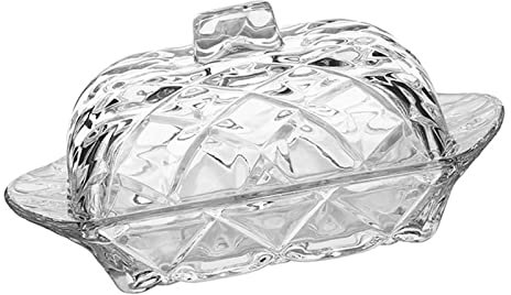 Butterbehälter, 1 Stück, Glas-Butterbox mit Deckel, Butterdose, transparent, wunderschöner Butterbehälter, Lebensmittelbehälter für Zuhause, Hotel, Restaurant, Bar, Butterdose mit Deckel
