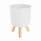 Lobamop Modern Plant Pots with Wooden Legs Holder Bedroom Living Room Floor Standing Potted Flower Pot Home Garden -B