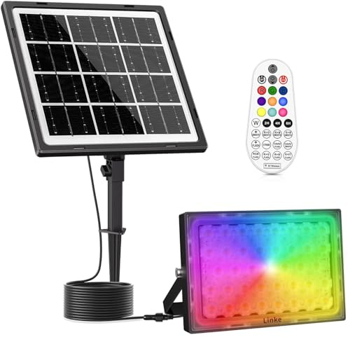 Linke Solar RGB Flood Lights Outdoor Colour Changing with Remote Control