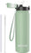 GOPPUS 1L/32oz Stainless Water Bottle with Straw Double Wall Insulated Bottles with Strap Reusable Vacuum Thermal Flask Leakproof Keep Cold Drinks Bottles with Flip Top Lid for Gym Men Women BPA Free