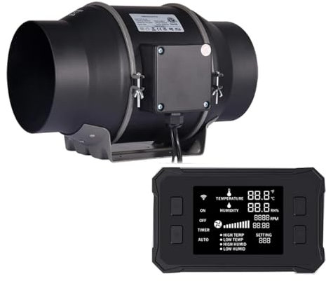 Smart APP Inline-Kanallüftungsventilator, 4 Zoll, 215 CFM, Programmierbarer Controller, Leiser EC-Motor, Abluftbläse(6 Inch 70W)