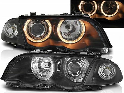 Scheinwerfer Set für BMW E46 Limousine 1998-2001 Angel Eyes schwarz