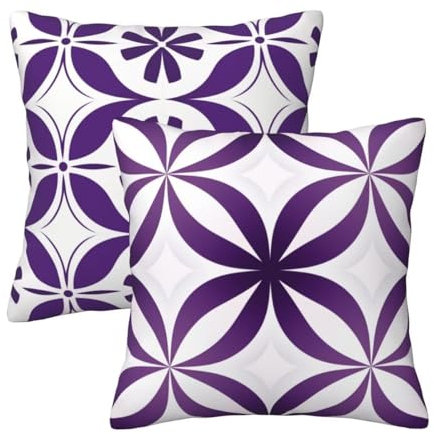 2er Set Kissenbezug 40x40 cm Leinen Dekokissen Kissenbezüge Purpurrot Blume Outdoor Kissen Sofakissen Zierkissen Kissenhülle Couch Kissen Deko für Sofa Balkon Terrasse Patio Garten Bauernhaus -LY24