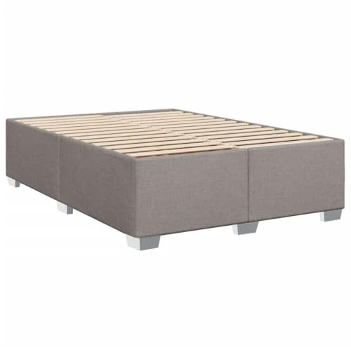 vidaXL Bettgestell, Bett mit Bettfüße Lattenrost, Polsterbett für Schlafzimmer, Doppelbett Bettrahmen, Modern, Taupe 140x200cm Stoff