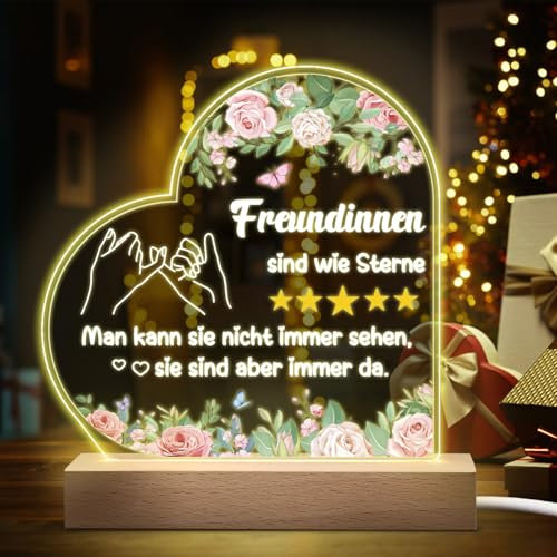 APODESS Freundinnen Nachtlicht Beste Freundin Geschenke Freundinnen sind wie Sterne Freundschaftsgeschenke Led Weihnachtsgeschenke für Freundin Geburtstagsgeschenk Lampe für Weihnachten Geburtstag Bff