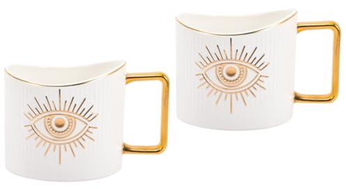 Cabilock Nazar Boncuk Bardak 2 Stück Kaffeetasse Porzellan Kaffeebecher Büro Kaffeebecher Haushalts Wasserbecher Tassen Mit Griff Türkischer Becher Handgehaltener Wasserbecher Büro Wasserbecher Tasse