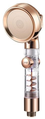 WENH Pommeau de douche turbocompressé doré 3 modes Filtre spa portable haute pression avec bouton Accessoire de salle de bain anti-calcaire(Rose Gold)