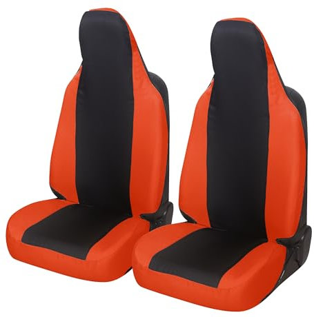 Auto Accessori Lupex Autositzbezüge kompatibel mit Aygo, Sitze mit integrierter Kopfstütze, Paar vorne, Sitzschutz, Universalmodell (Schwarz-Orange)