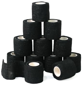 tigratigro Benda Elastica Coesiva 12 Rotoli 5cm x4.5m, Bendaggio Adesiva Coesiva Nastro Bendaggio Sportivo Non Tessuto Autoadesivo Benda Salvapelle Fasciature per Mani, Piedi, Ginocchia Nero