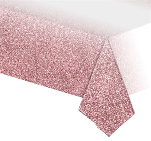 YGLEEULI Nappe Nappe de fête dégradée 137x274CM, Points Brillants, décoration d'anniversaire et de Mariage(Rose Gold)