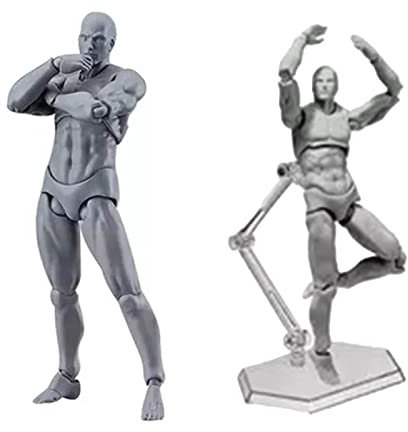 lvifloae Mannequin with Customizable Pose Drawing Mannequin for Artists Removable Pvc Widely Used Drawing Mannequin for Home Office Grey Male (Man)