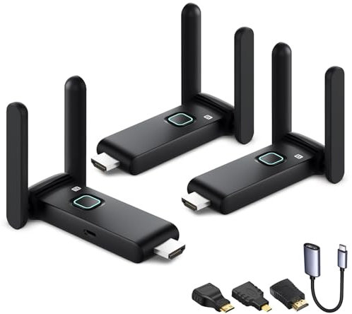 Wireless HDMI - One Transmitter and Two receivers, Plug and Play - Streaming/File HDMI Wireless Extender 165FT/50M, from laptops, TV Boxes to HDTV projectors and displays