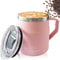 Luoqun88 Coffee Cup, Insulated Stainless Steel Travel Cup, Travel Mug with Lid & Handle, Chillys Mug- Keeps Cold/Hot for Hours, Reusable Coffee Cup Ideal Present for His Her (Pink, 450ml)