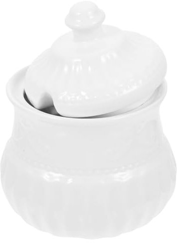 MAGICLULU Salzgefäß Aus Keramik Im Europäischen Stil Eleganter Gewürztopf Für Die Küche Zur Aufbewahrung Von Und Salz 400 Ml Weißer Dekorativer Gefäßdeckel