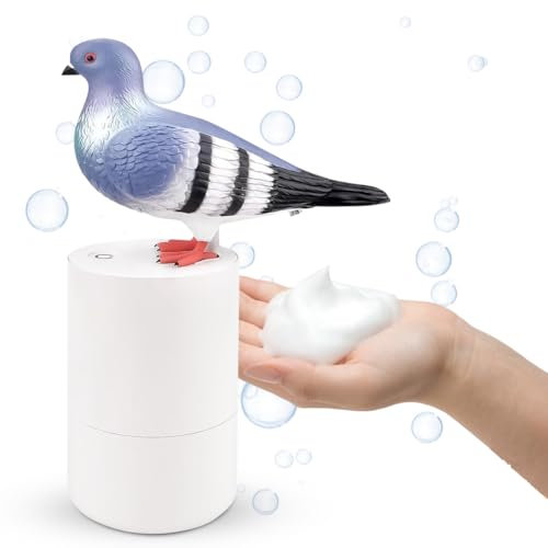 Seifenspender Automatisch Taube 300ml Elektrischer Seifenspender, No Touch Seifenspender mit Sensor Infrarot, Automatischer Soap Dispenser IPX7 Wasserdicht für Waschbecken Küchen Bad Schule Hotel Grau