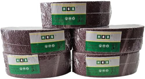 HKB® Gewebe-Schleifbänder 75x533 mm, 50 Stück | Körnung je 10x 40, 60, 80, 120 und 180, Für Bandschleifmaschinen, Feiner riefenfreier Schliff, Hochwertige Profi-Qualität