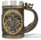 AtSKnSK Viking Beer Mug - 304 Stainless Steel Beer Stein, 0.6 Liter/21 oz Resin Carving Metal Cup, Norse Mythological Designs, Birthday Viking Beer Gifts for Men (Thor)
