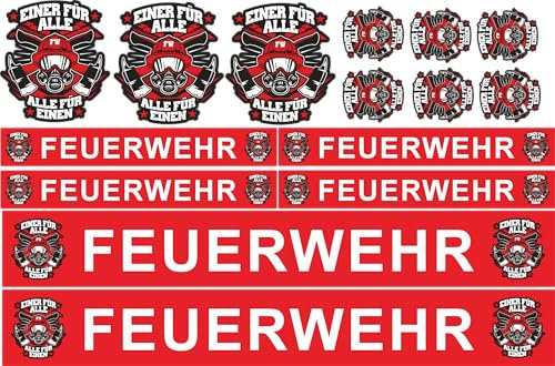 15x Feuerwehr Aufkleber Set – Selbstklebend & Wetterfest – Perfekt für Auto, Boot, Modellbau, Kinderfahrzeuge & RC Cars – Hochwertige Premiumfolie, UV-Schutzlaminiert (Feuerwehr)