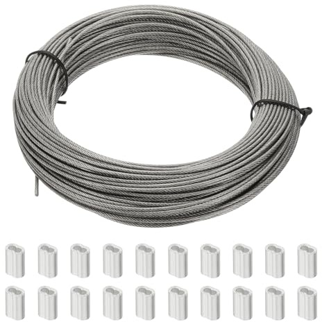 PATIKIL 30M 304 Edelstahlseil Set 1 16 Mit 50 Stück Aluminiumhülsen
