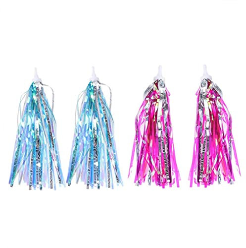 CORHAD 4Stücke Fahrrad Quaste Band Rosa Silber Einfache Befestigung an Fahrradlenkern Dekorative Fransen für Roller und Kinderfahrräder