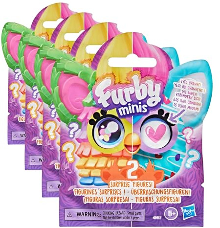 Furby Minis 2er-Pack, 2 von 24 kleinen Überraschungsfiguren, Spielzeug zum Sammeln, 2,5 cm, Serie 1, ab 5 Jahren (Packung mit 4)