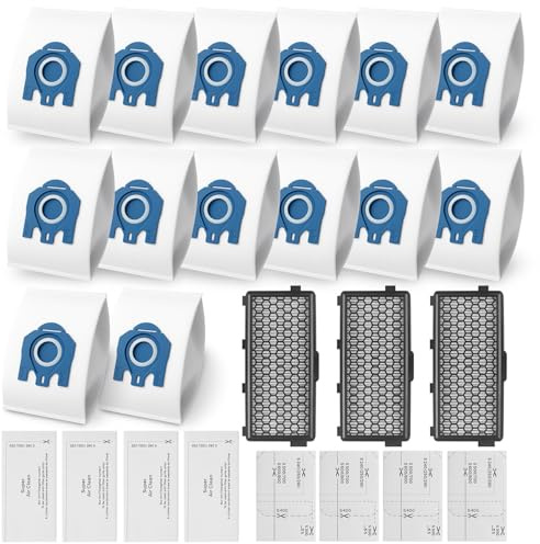 DEGG Kit XXL pièces de rechange pour aspirateur compatible avec Miele - 3 filtres combinés HEPA avec charbon actif, 16 sacs aspirateur Hyclean Pure GN, 4 filtres moteur, 4 microfiltres d’échappement