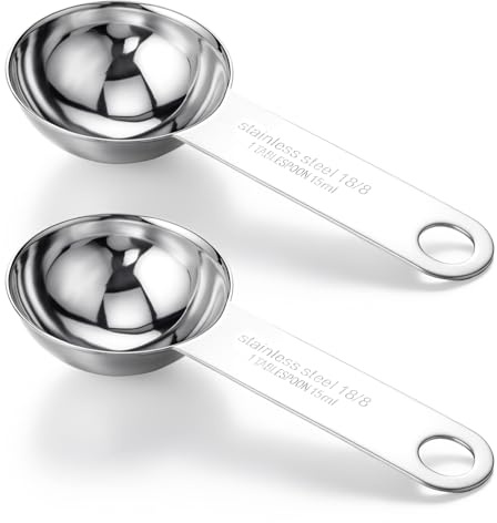 2PCS 15 ml Stainless Steel Teaspoon Measuring Spoons 3tsp Tablespoon | Measurings Individual Measuring Scoop Single Teaspoons Metal Measurings Spoons Long Handle Spoon for Kitchen Home Tea Coffee