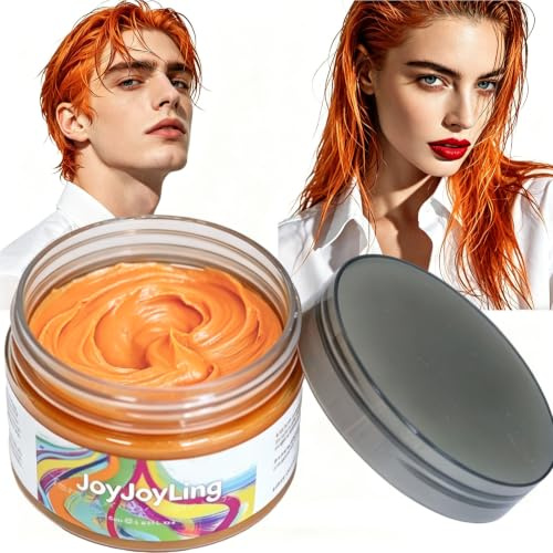 Tinte de Pelo Temporal Naranja Natural Cera 120g | Lavable, Coloración Mate, Para Hombres y Mujeres, Para Fiesta Cosplay Halloween