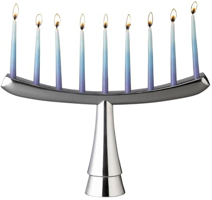 Nambé Menorah 12.5” x 7.5” – Modern Arch Hanukkah Menorah with Flared Base & Polished Alloy Candle Holder, Elegant Home Décor Display, Fits Standard 3/8” Candles