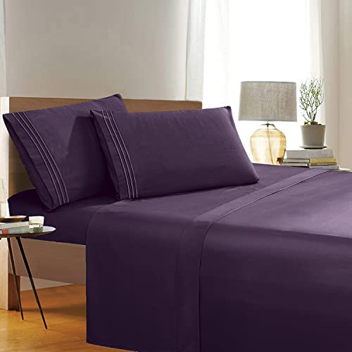 Elegant Comfort 1500 Premier Knitter- und lichtbeständige Hotelqualität, 4-teiliges Bettlaken-Set, ultraweich, luxuriös, mit Bettlaken, Spannbetttuch und 2 Kissenbezügen