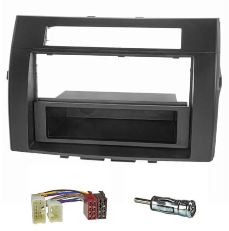 tomzz Audio 2455-034 Radioblende Set kompatibel mit Toyota Corolla Verso ZER/ZZE Bj.2004-2009 schwarz mit Radioadapter ISO Antennenadapter ISO DIN