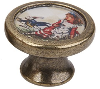 Bouton Poignée de Porte Rond Vintage pour Armoire Tiroir Placard - Fille et Lapin