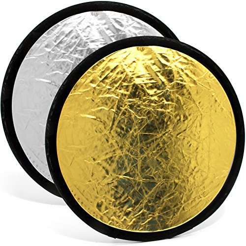 iGadgitz 30cm (12) 2-in-1 Collapsible Round Disc Studio Light Reflector with Carrying Case – Gold & Silver