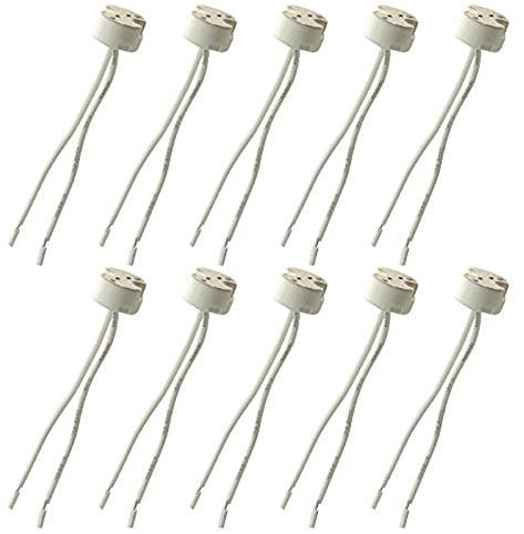 10 Pack of MR16 GU5.3 Led Bulb Base Ceramic Socket,FINELED MR16 G5.3 Mr11 Lamp Holder for 12V Halogen & LED Bulb,Wire Connector Base Socket Adapter