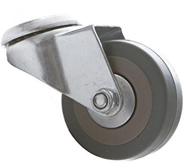 Lenkrolle mit Rückenloch 50mm mit Gummi Rad, Transportrollen, Apparaterollen