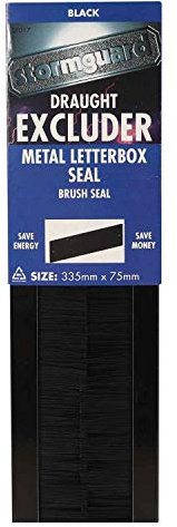 Stormguard Letterbox Draught Excluder Seal Brush with Flap Letter Box Metal Weather Cover (No Flap, Black)