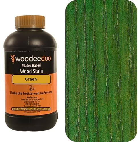 WooDeeDoo Water Based Wood Stain | Wood Dye | Ready to Use | Environmentally Friendly | Solvent Free | Odour Free | 1 L | Green