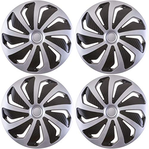 Versaco Car Wheel Trims WINDSB15 - Silver/Black 15 Inch 9-Spoke - Boxed Set of 4 Hubcaps - Includes Fittings/Instructions