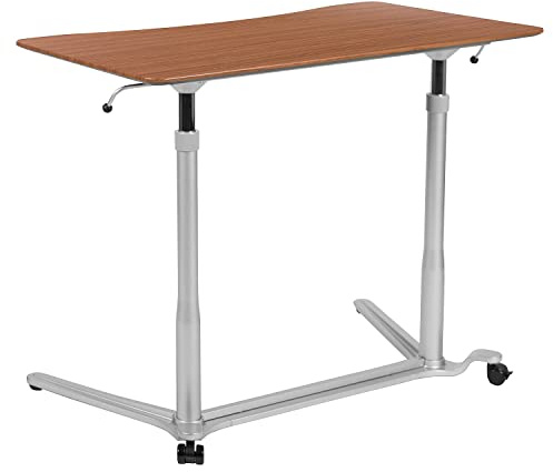 Flash Furniture Merritt Sit-Down, Stand-Up Cherry Computer Ergonomic Desk with 37.375 W Top (Adjustable Range 29 - 40.75)