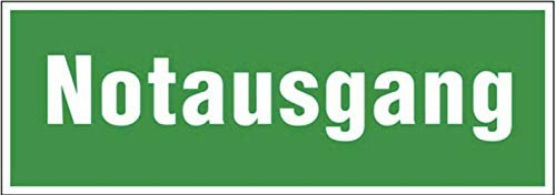 MBS-SIGNS Aufkleber Rettungszeichen Fluchtweg Notausgang ISO 7010 | 300x105 mm Vinyl, Grün, Selbstklebend, Für Verschiedene Oberflächen