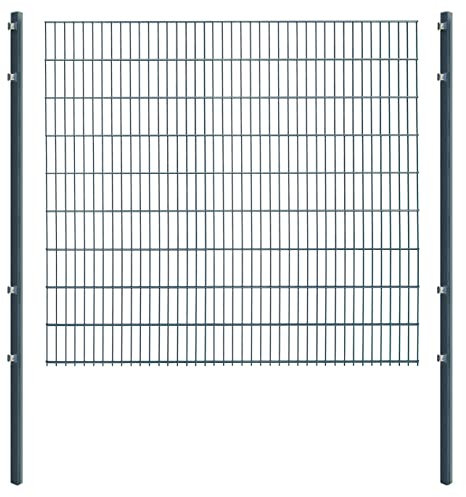 Doppelstabmattenzaun - Komplettset inkl. Pfosten und Montagematerial - Verschiedene Längen und Höhen – Grün oder Anthrazit (L 4 m | H 183 cm | Anthrazit)