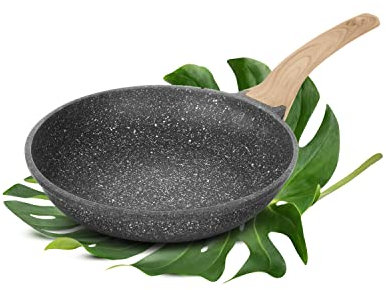 KASANOVA Poêle à Frire Antiadhésive Induction 26 cm,en Fonte d'Aluminium,Revêtement de Pierre,Tous Feux Dont Induction,sans PFOA(Eco Petra 26 cm)