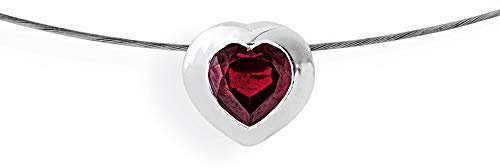 Drachenfels kleiner Herzanhänger aus Echtsilber mit Granat Steinherz/Kollektion Heartbreaker Stone/Edler Anhänger für Damen/D HE 30-2/AG